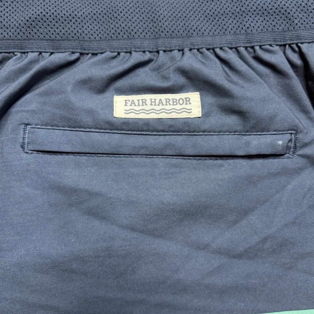Fair Harbor Ozone Board Short Swim Trunks Blue Teal Stripes Lined Men's Size 3XL